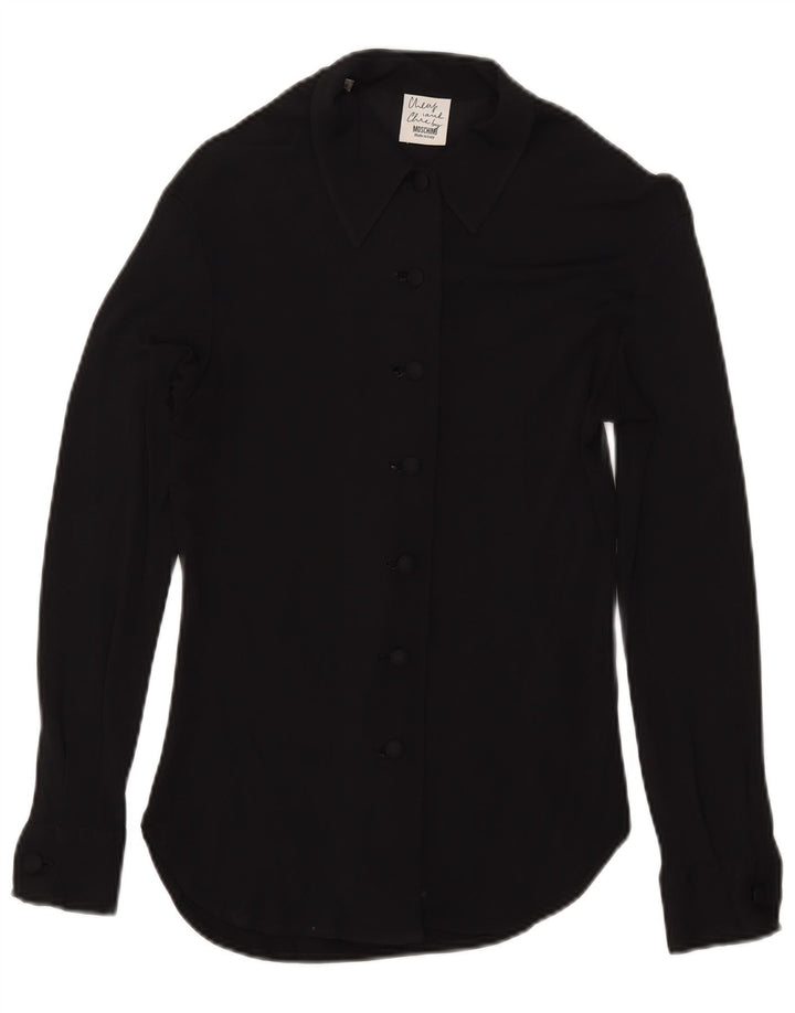 Moschino Γυναικεία See Through Μπλούζα UK 8 Small Black Rayon