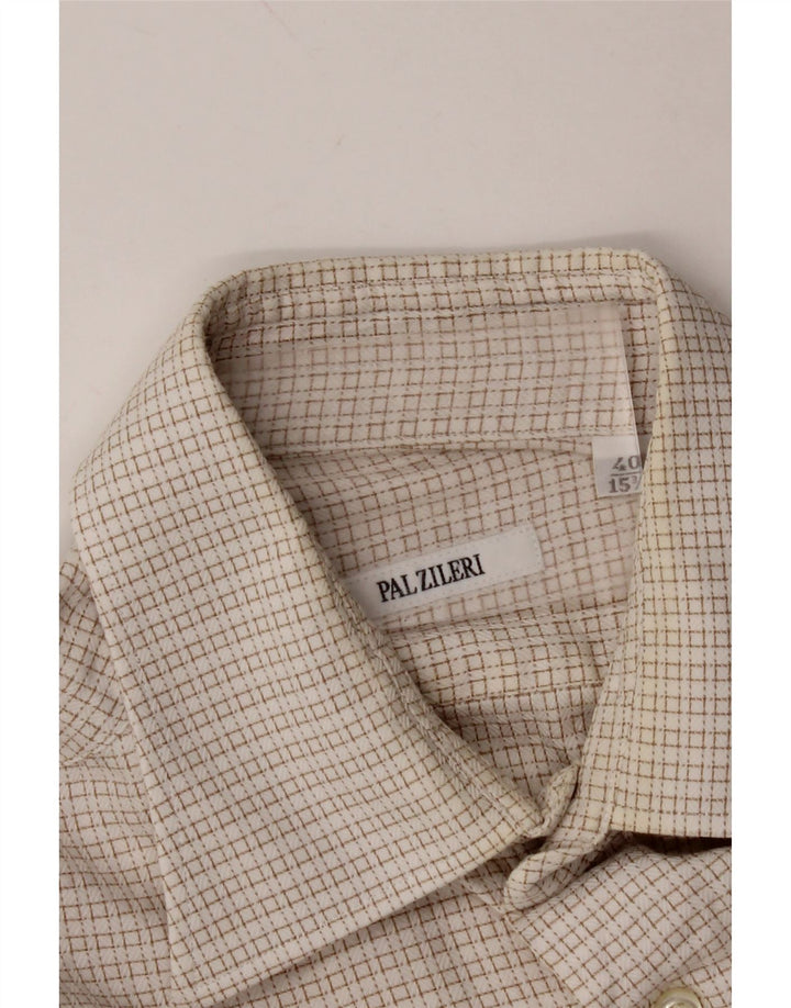 PAL ZILERI Ανδρικό πουκάμισο μέγεθος 40 15 3/4 Medium Off White Gingham