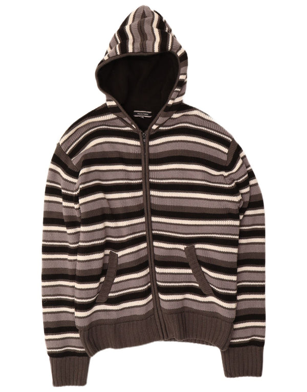 MAURO FERRINI Ανδρικό πουλόβερ ζακέτα με κουκούλα 2XL πολύχρωμο ριγέ