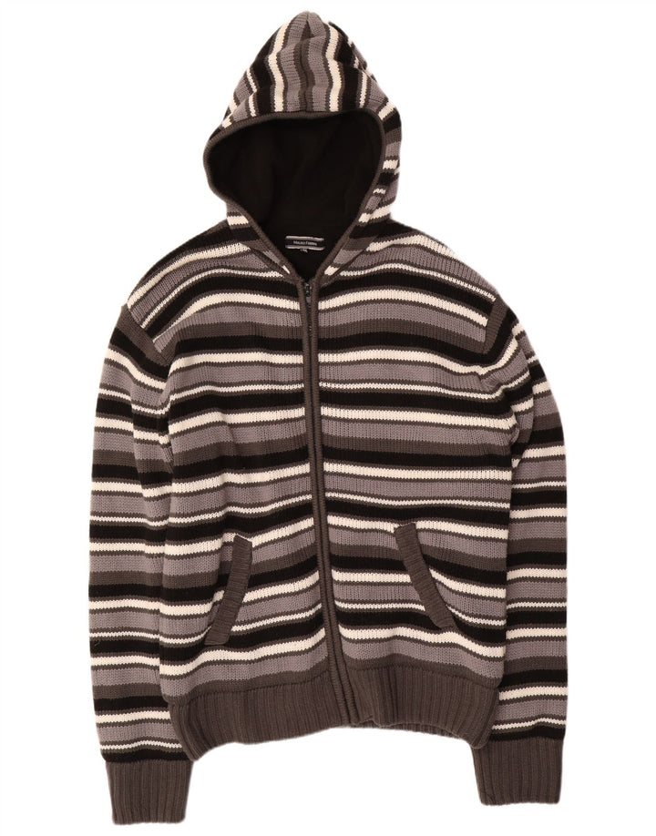 MAURO FERRINI Ανδρικό πουλόβερ ζακέτα με κουκούλα 2XL πολύχρωμο ριγέ