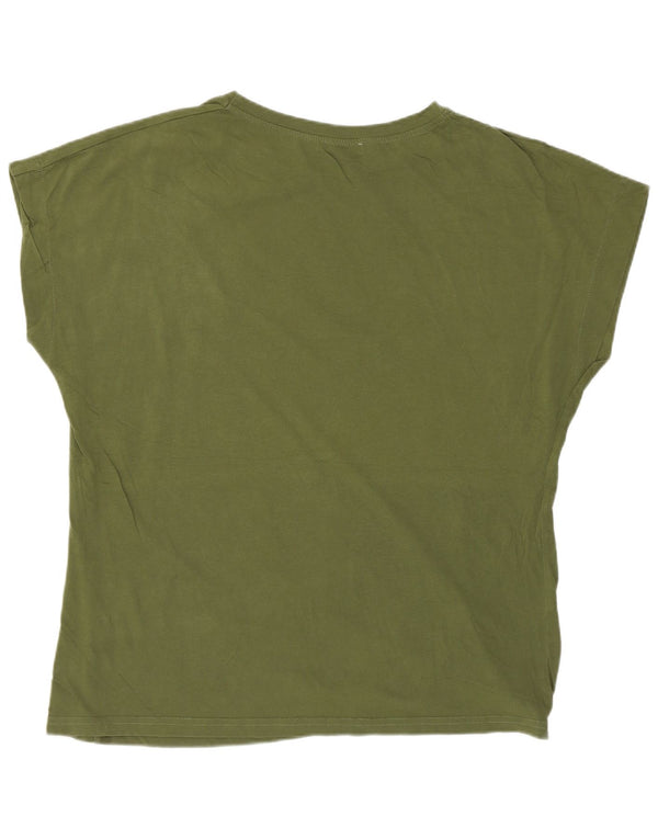 Zara Γυναικείο T-Shirt Top UK 16 Large Khaki Cotton