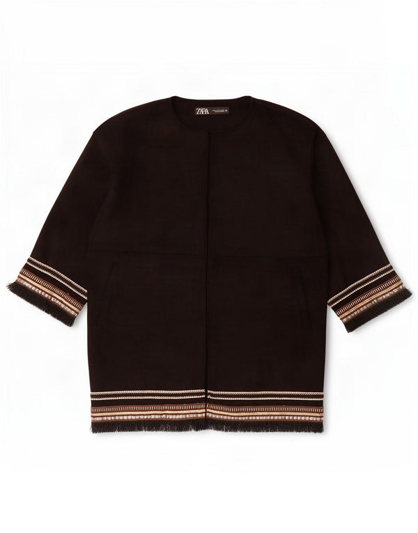 Zara γυναικείο πανωφόρι 3/4 με ανοιχτό μανίκι UK 6 XS μαύρο ριγέ