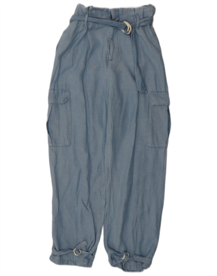 ZARA Γυναικείο Ψηλόμεσο Παντελόνι Cargo Μικρό W26 L26 Μπλε