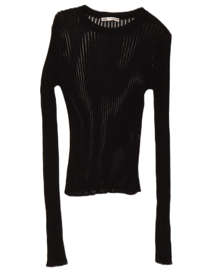 Zara Γυναικείο τοπ Μακρύ μακρυμάνικο UK 8 Small Black
