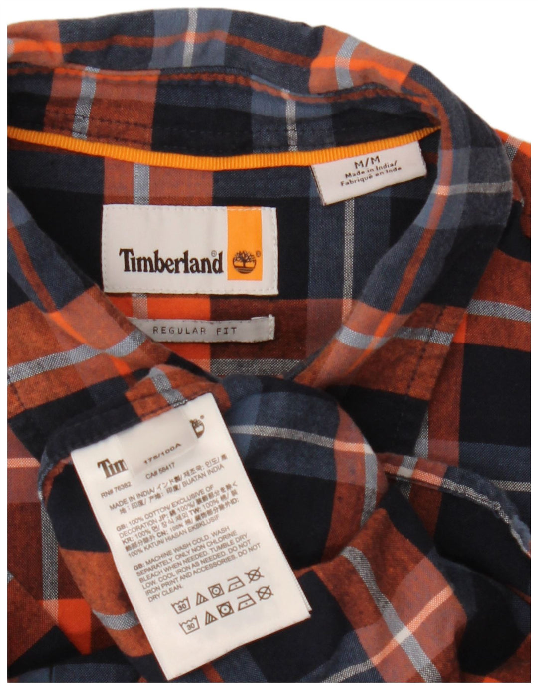 Ανδρικό πουκάμισο Timberland με κοντό μανίκι, κανονική εφαρμογή, μεσαίο μπλέ καρό