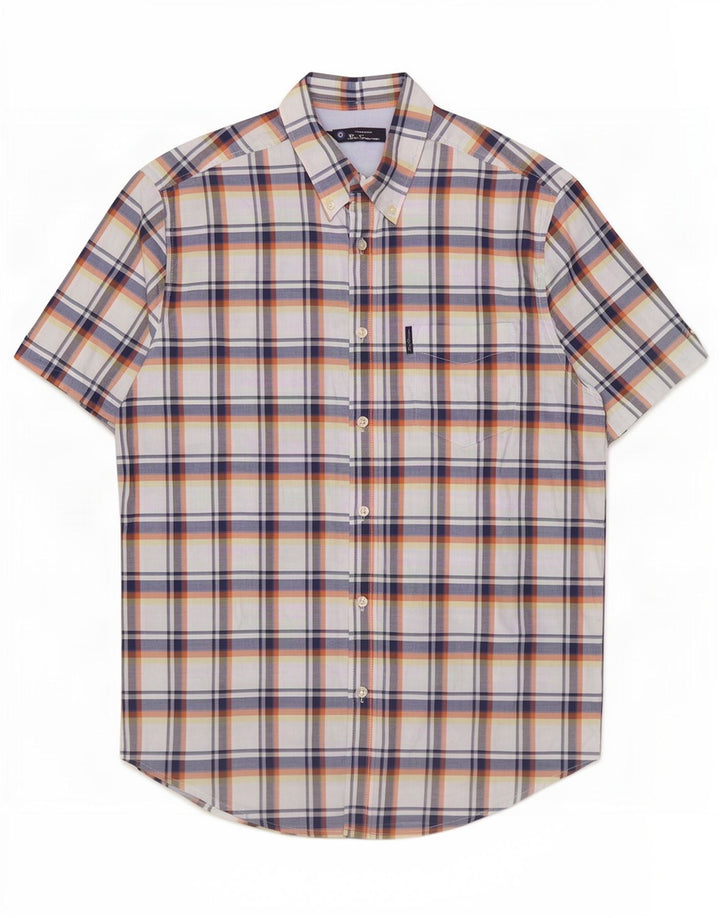 Ben Sherman Ανδρικό κοντομάνικο πουκάμισο μεγάλο πολύχρωμο βαμβακερό