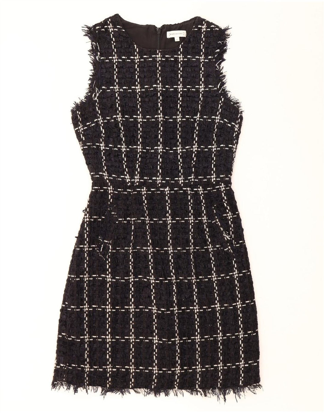 WAREHOUSE Γυναικείο αμάνικο φόρεμα UK 8 Small Navy Blue Check