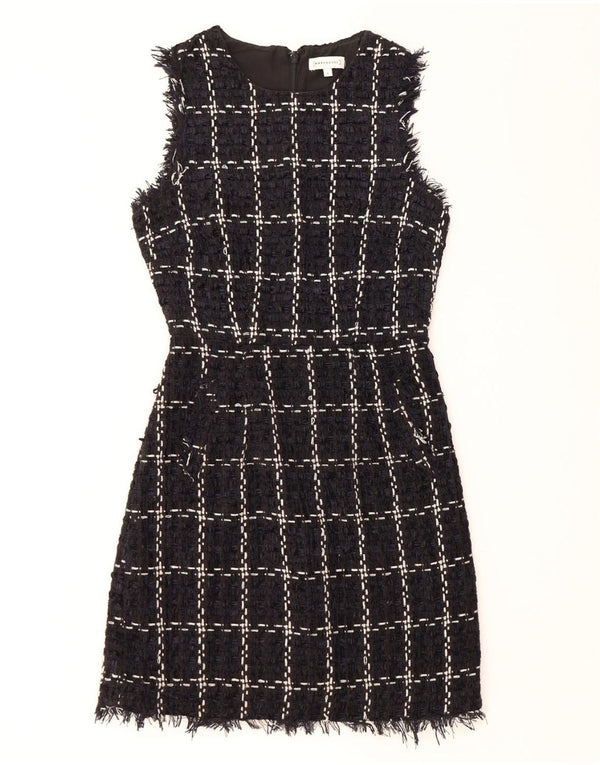 WAREHOUSE Womens Sleeveless Sheath Dress UK 8 Small Navy Blue Check