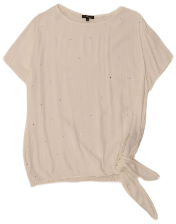 Massimo Dutti Γυναικεία Μπλούζα Τοπ UK 18 XL Λευκή βισκόζη