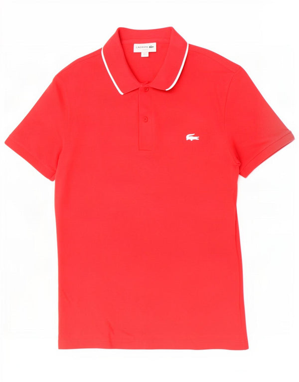 Lacoste Mens Slim Fit Polo Shirt Size 3 Small Red Cotton