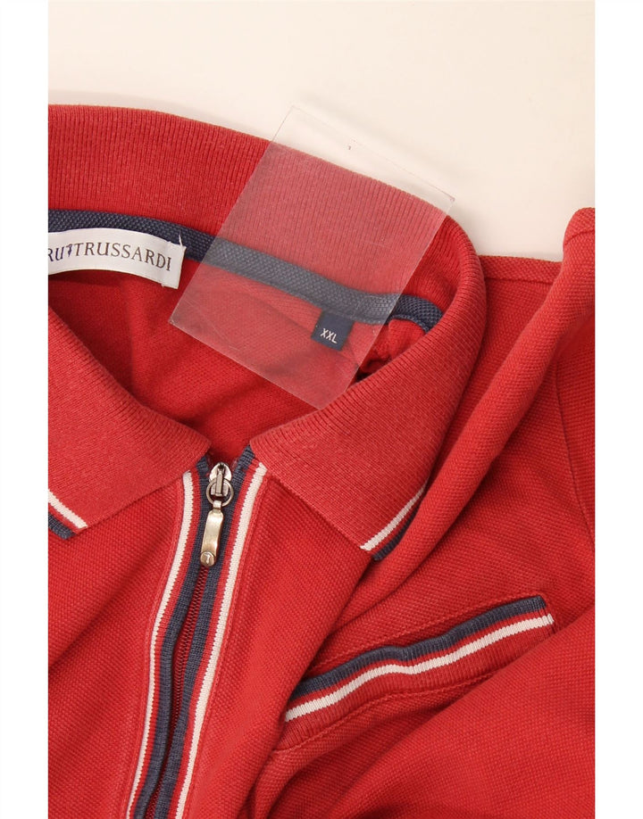 Trussardi Ανδρικό μπλουζάκι πόλο 2XL κόκκινο ριγέ