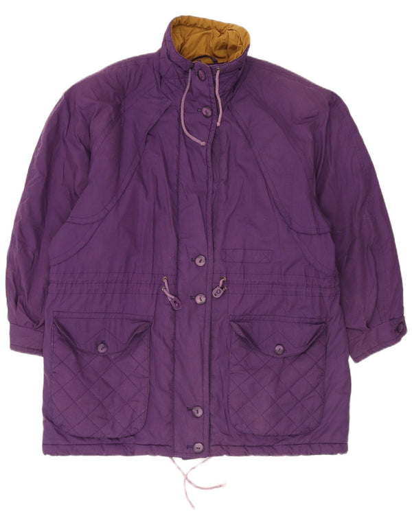 Vintage γυναικείο υπερμεγέθη αντιανεμικό παλτό UK 14 μεγάλο μωβ πολυεστέρας