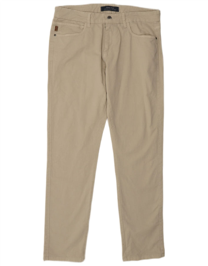 ZARA Ανδρικό Slim Casual Παντελόνι EU 42 Large W32 L31 Μπεζ βαμβακερό