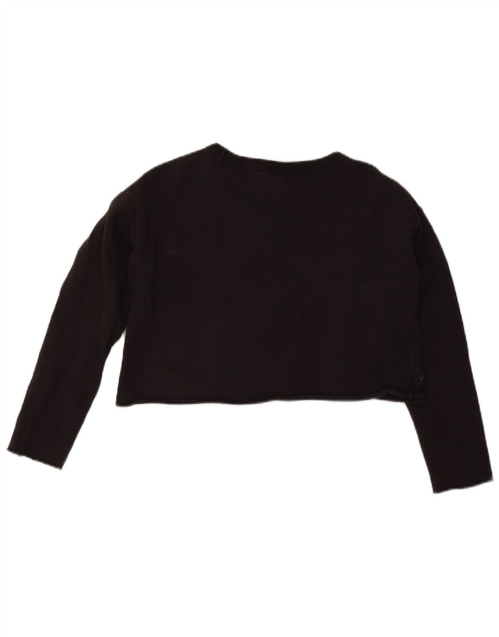Champion Womens Crop Graphic Oversized Φούτερ Jumper UK 10 Small Black