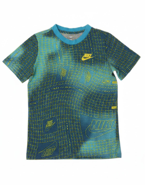NIKE Boys Abstract Pattern Graphic T-Shirt Top 10-11 Years Medium Blue