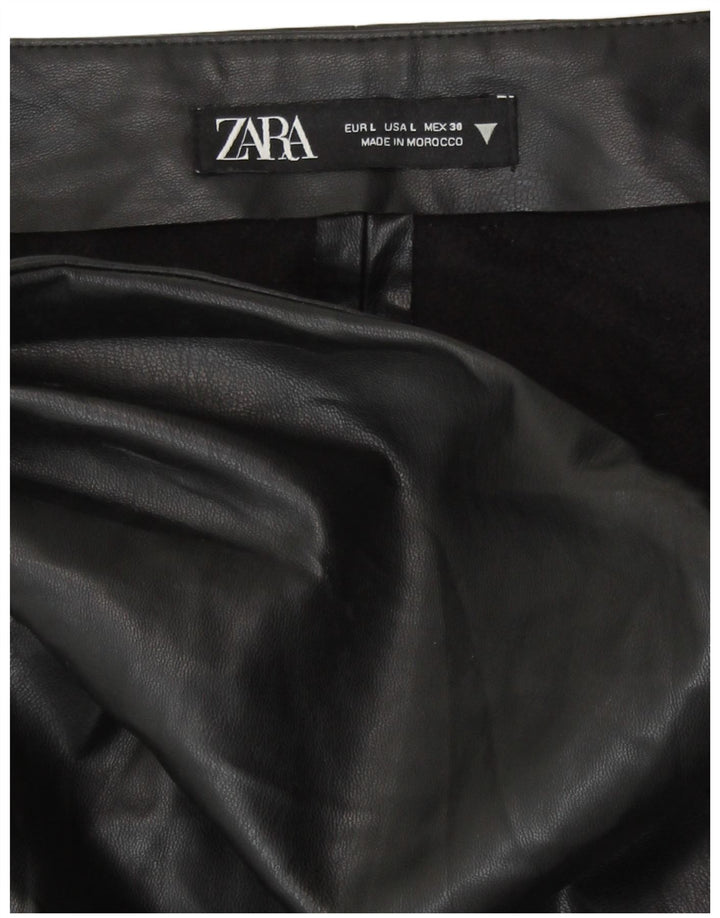 Zara Γυναικεία Μίνι Φούστα από Faux Leather Μεγάλη W30 Μαύρη Πολυουρεθάνη