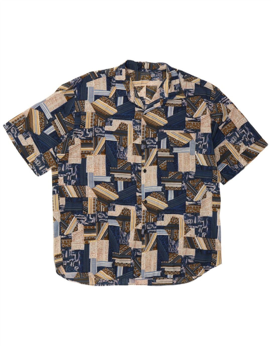 Vintage ανδρικό κοντομάνικο πουκάμισο XL μπλε συνονθύλευμα