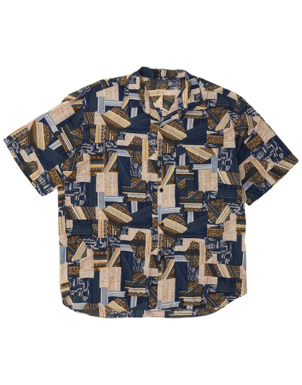 Vintage ανδρικό κοντομάνικο πουκάμισο XL μπλε συνονθύλευμα