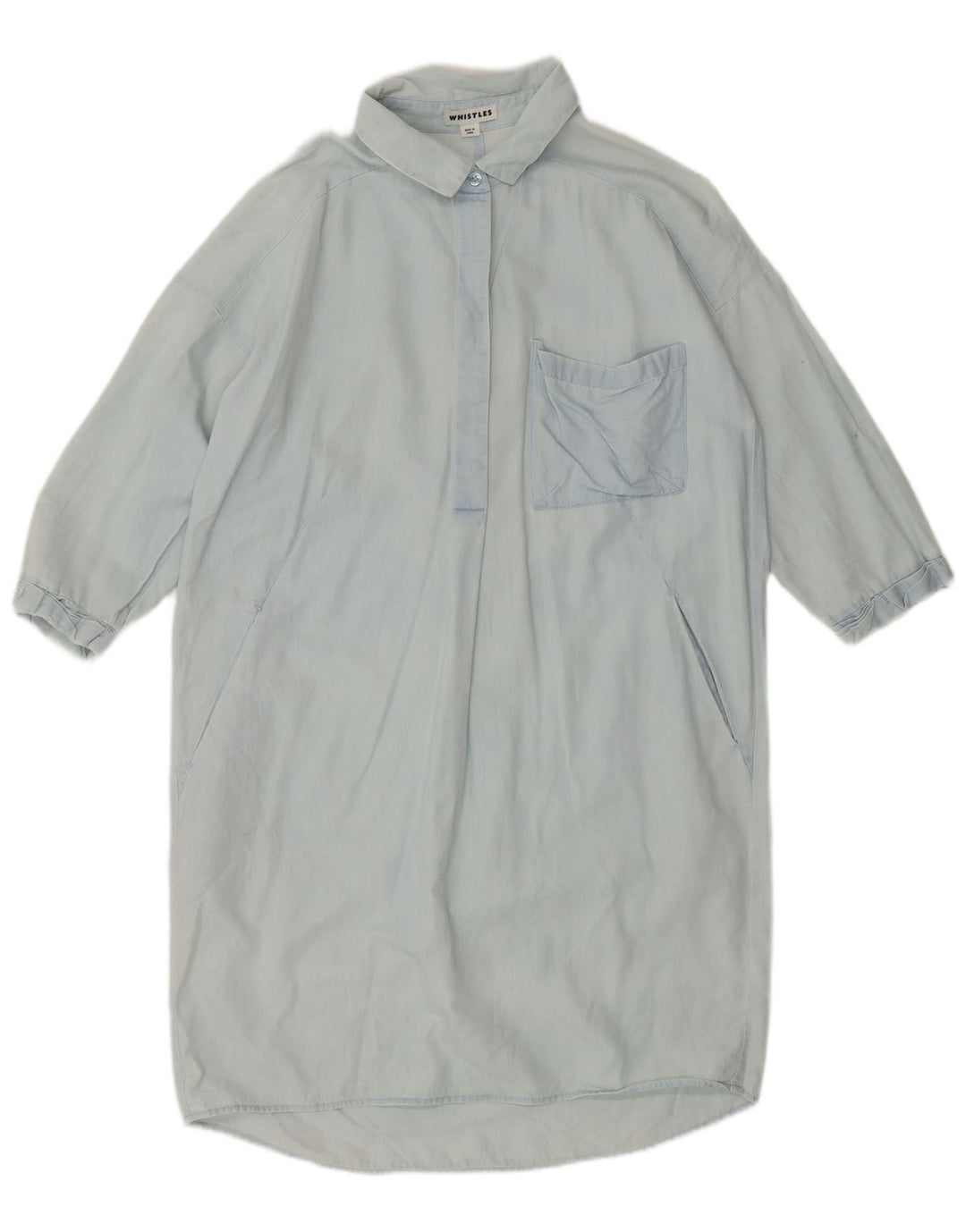 Whistles Γυναικείο πουλόβερ πουκάμισο φόρεμα UK 10 Small μπλε βαμβακερό