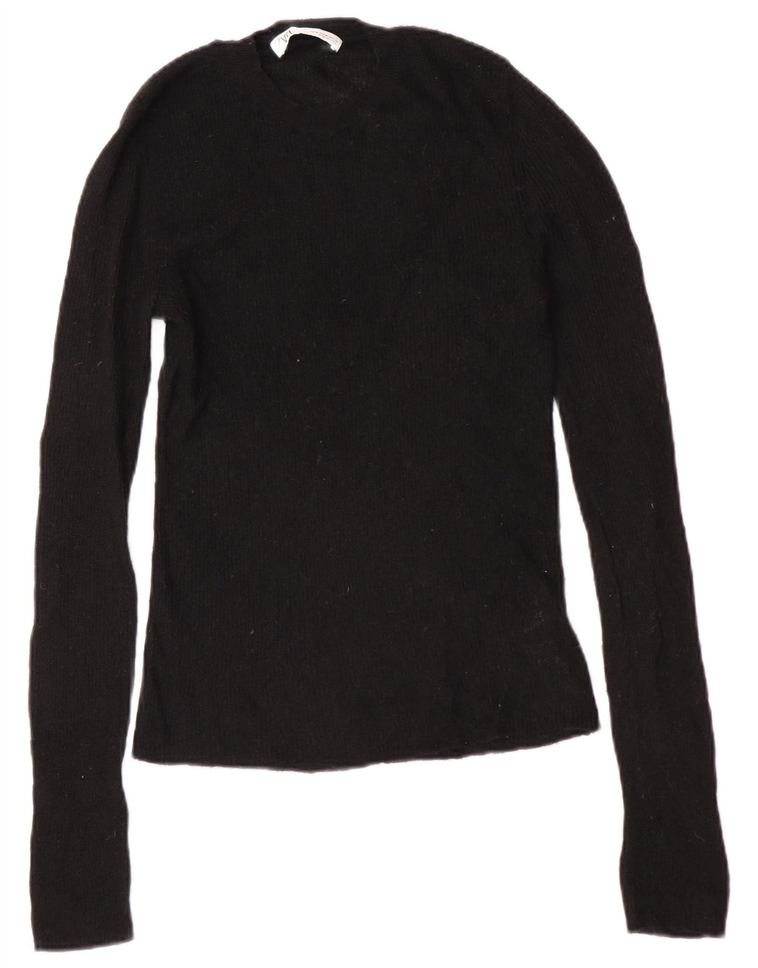 Zara Γυναικείο πουλόβερ με λαιμόκοψη UK 12 Medium Black Polyamide
