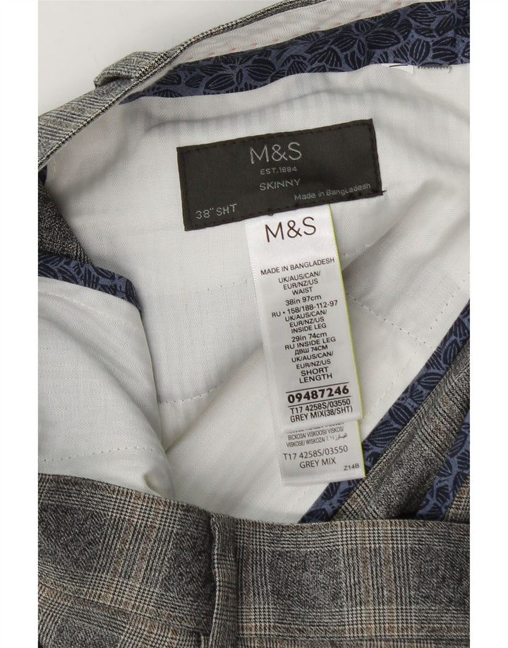 Marks & Spencer Ανδρικό Slim Suit Παντελόνι W38 L29 Grey Check Polyester