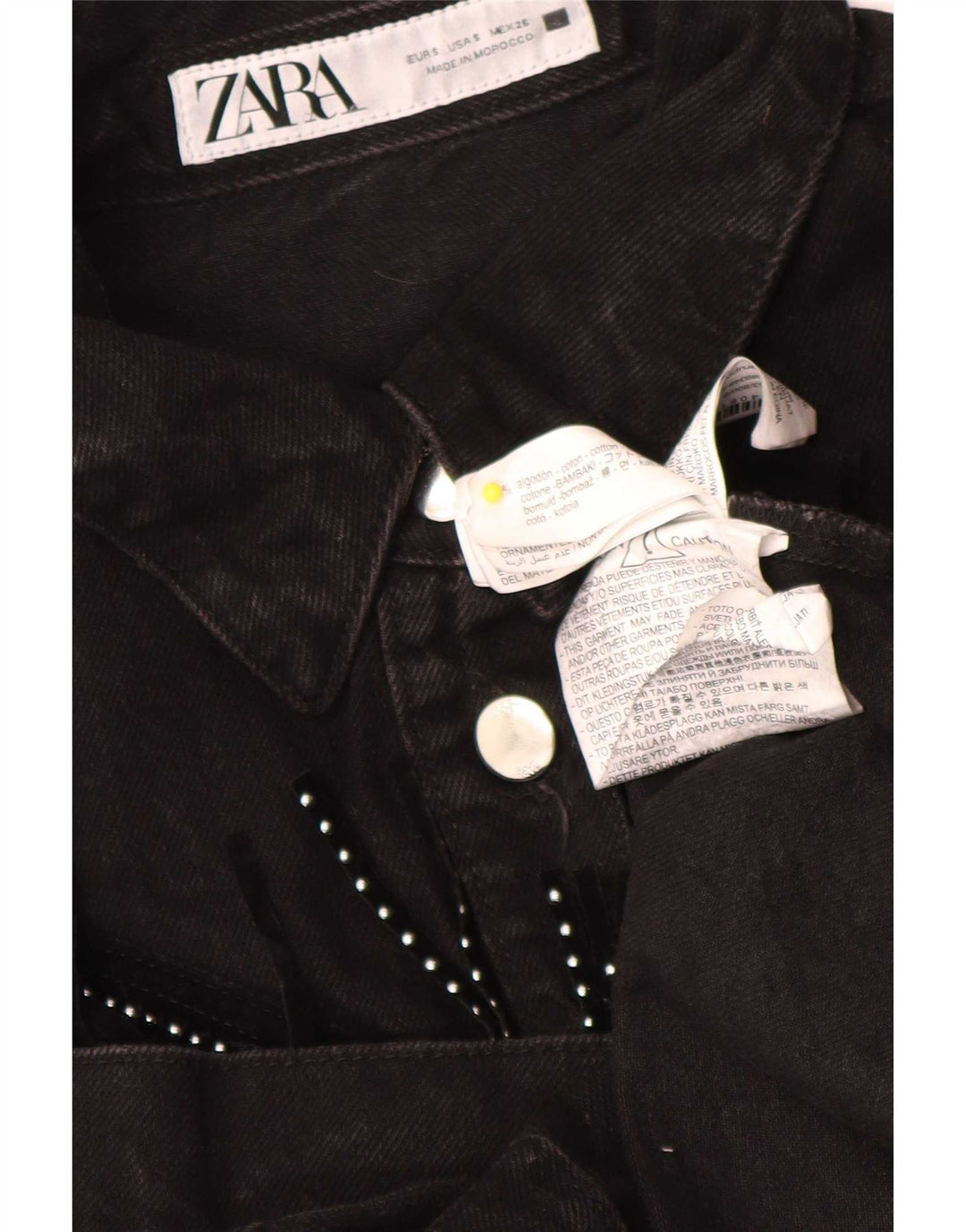 Zara Γυναικείο τζιν πουκάμισο UK 10 Small μαύρο βαμβακερό