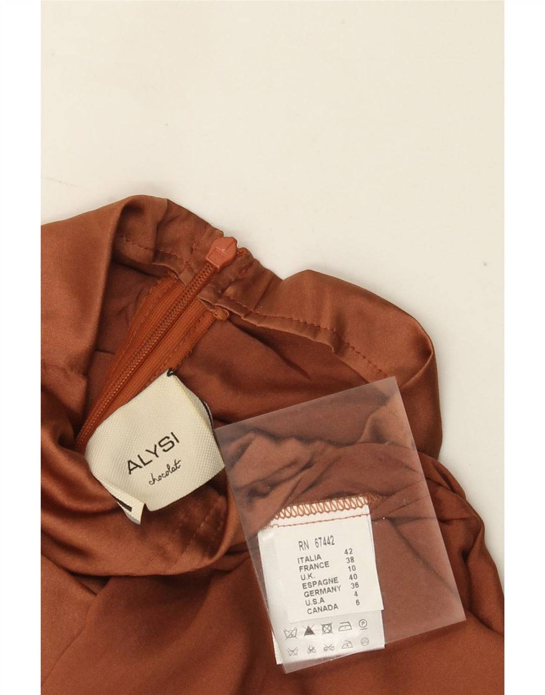 Γυναικεία μακρυμάνικη μπλούζα ALYSI Top UK 10 Small Brown Silk