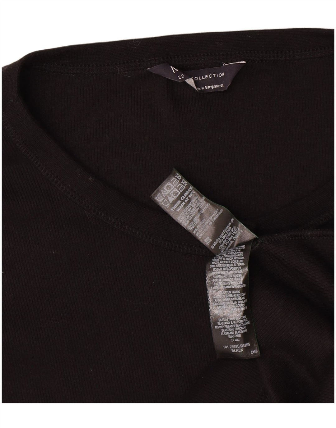 Marks & Spencer Γυναικείο τοπ μακρυμάνικο UK 22 3XL μαύρο βαμβακερό