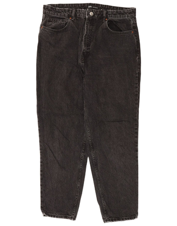 Zara Γυναικείο Tapered Jeans EU 46 2XL W36 L28 Μαύρο βαμβακερό