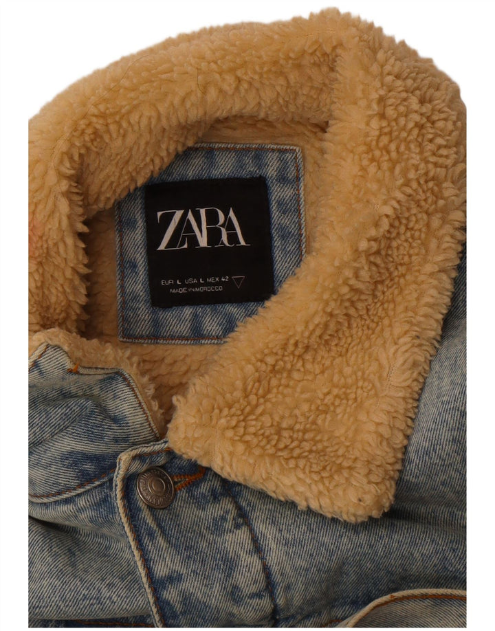 Zara Ανδρικό τζιν Sherpa Jacket UK 40 Large Blue Polyester