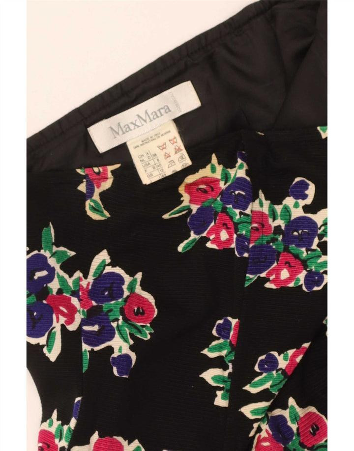 Max Mara Γυναικείο Στράπλες Φόρεμα Ηνωμένου Βασιλείου 12 Μεσαίο μαύρο φλοράλ βαμβακερό