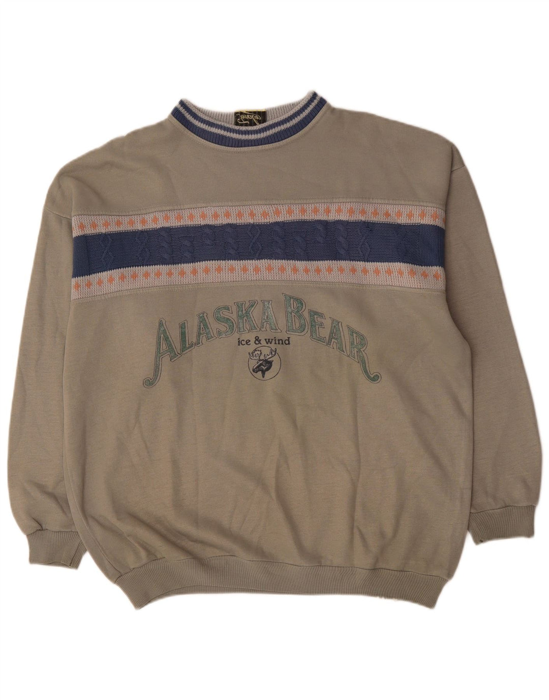 Ανδρικό vintage γραφικό φούτερ Jumper XL Grey Colourblock Acrylic