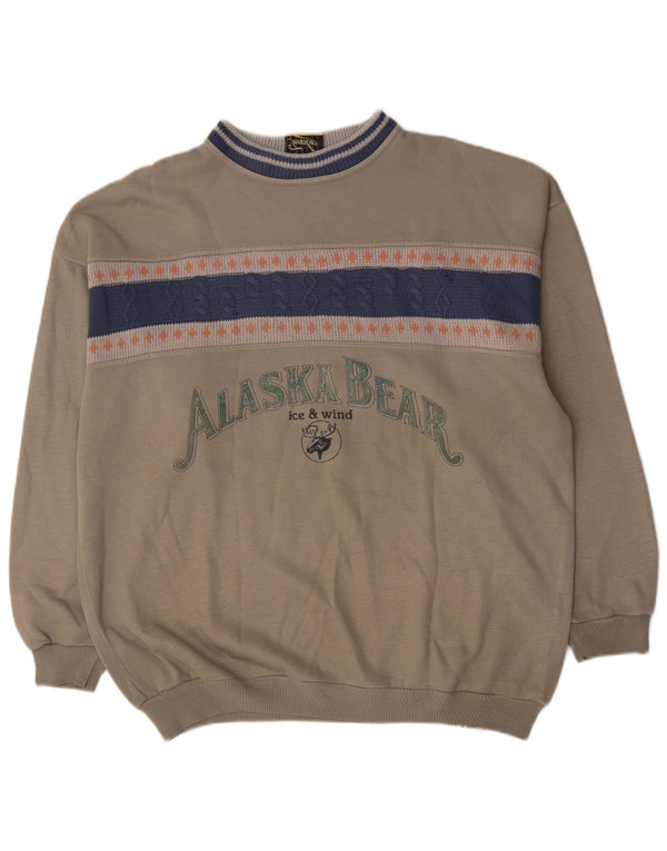 Ανδρικό vintage γραφικό φούτερ Jumper XL Grey Colourblock Acrylic