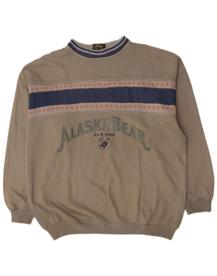 Ανδρικό vintage γραφικό φούτερ Jumper XL Grey Colourblock Acrylic