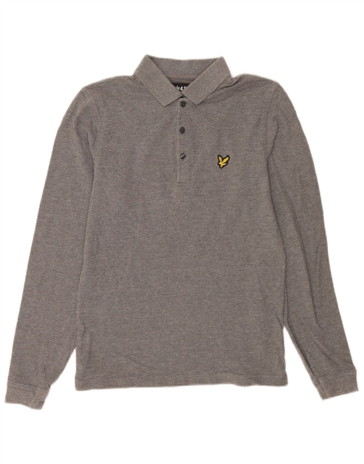 Lyle & Scott Ανδρικό μακρυμάνικο πουκάμισο polo μικρό γκρι βαμβακερό