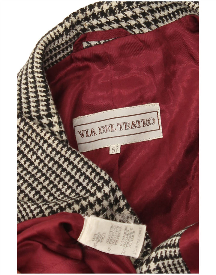 VINTAGE Ανδρικό σακάκι σακάκι με 2 κουμπιά IT 52 XL Μαύρο μαλλί Houndstooth