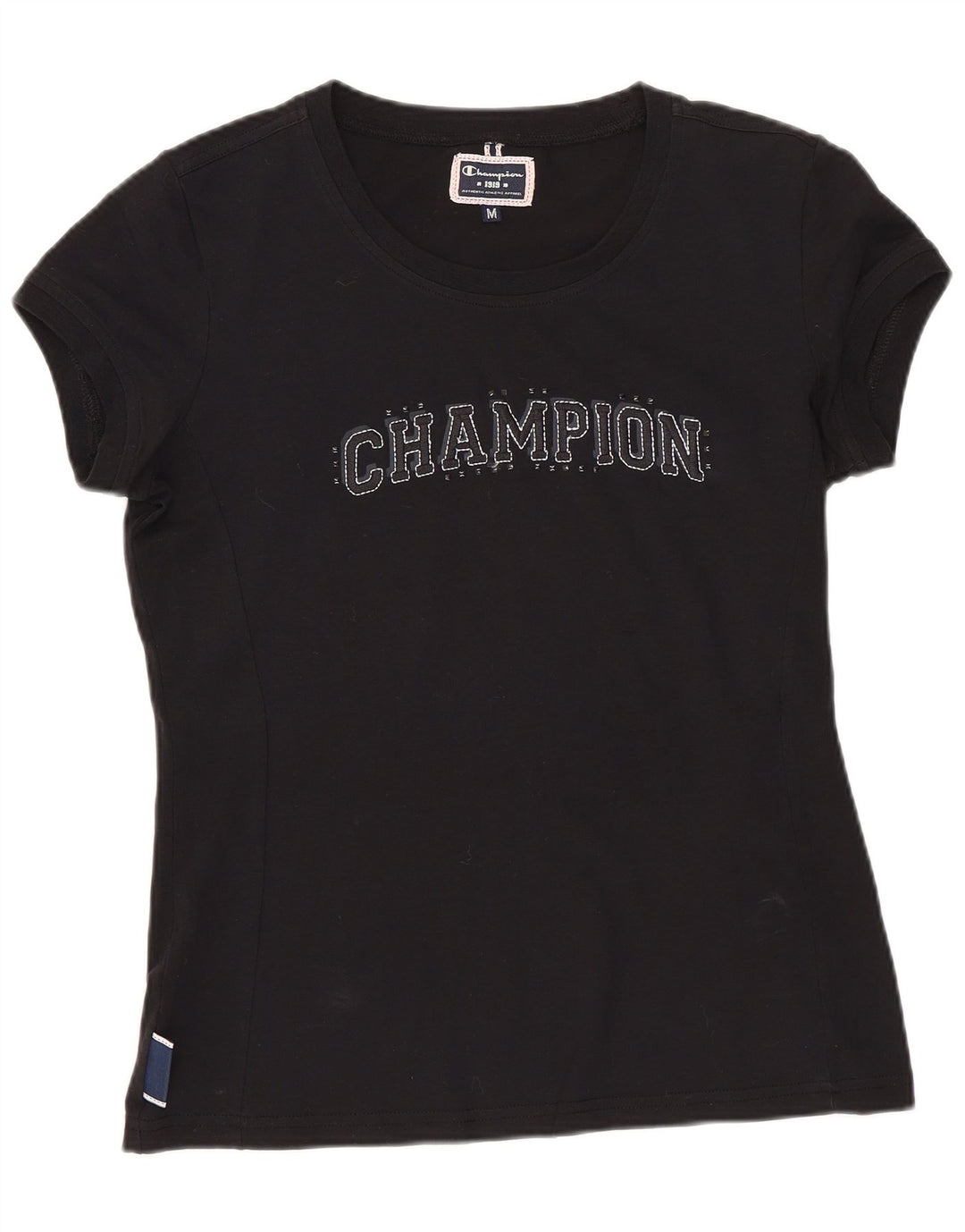 Champion Womens Graphic T-Shirt Top UK 12 Medium Black