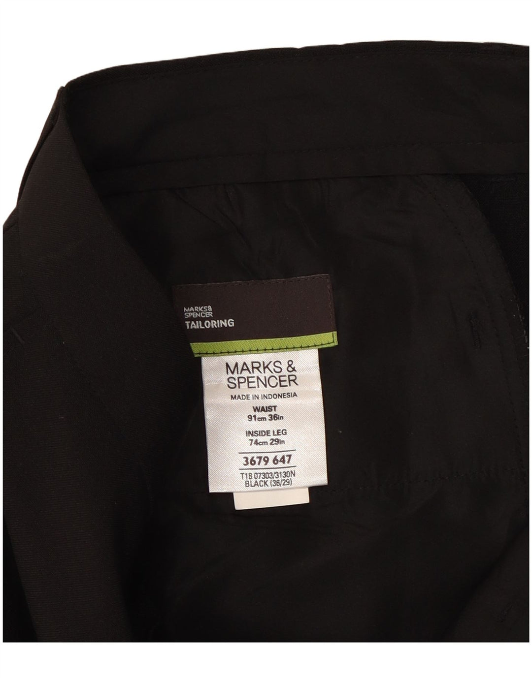 Marks & Spencer Ανδρικό ίσιο παντελόνι Chino W36 L29 Μαύρο πολυεστέρα