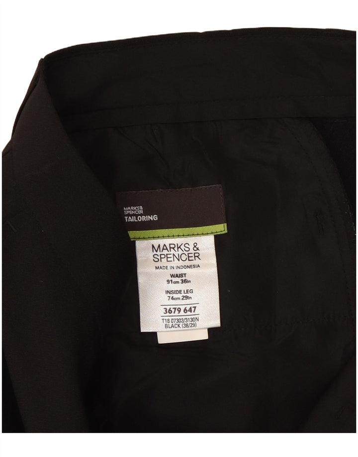 Marks & Spencer Ανδρικό ίσιο παντελόνι Chino W36 L29 Μαύρο πολυεστέρα