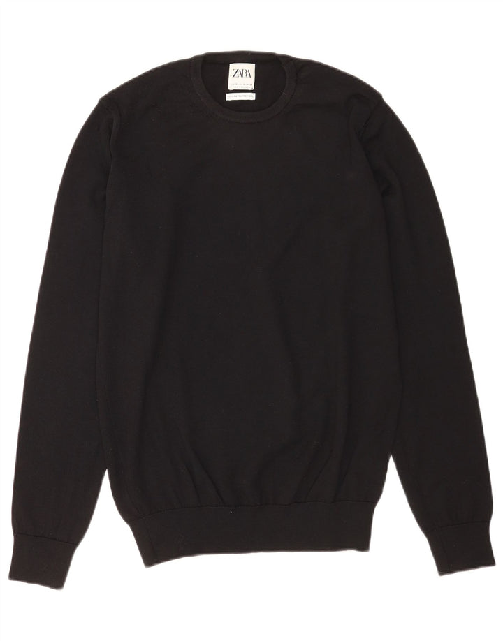 Ανδρικό πουλόβερ Zara Crew Neck Jumper Μικρό μαύρο μάλλινο