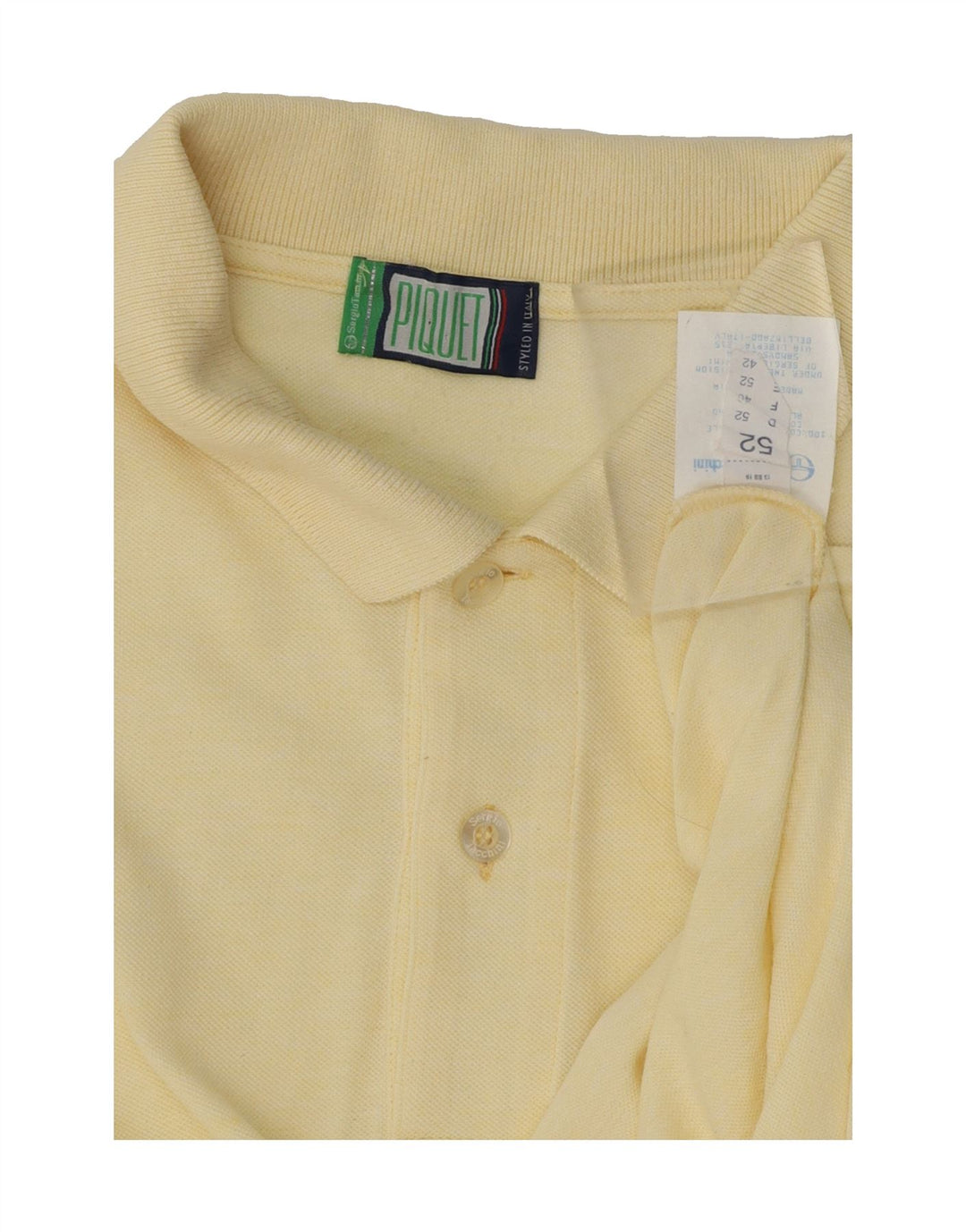 SERGIO TACCHINI Mens Polo Shirt IT 52 Large Yellow Cotton Vintage Sergio Tacchini and Second-Hand Sergio Tacchini from Messina Hembry 