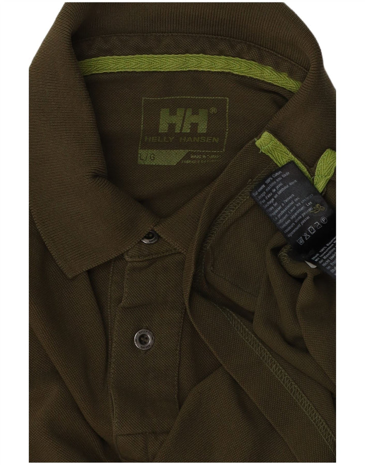 HELLY HANSEN Ανδρικό γραφικό πόλο μπλουζάκι μεγάλο χακί βαμβακερό