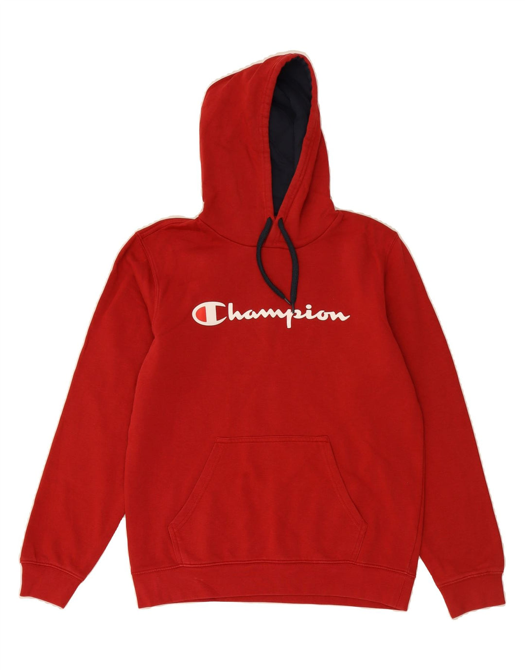 CHAMPION Mens Graphic Hoodie Jumper Medium Red Cotton Vintage Champion and Second-Hand Champion from Messina Hembry 
