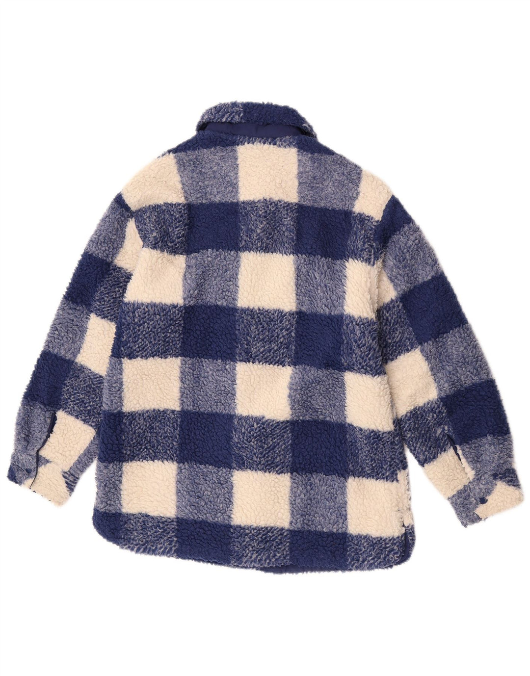 Zara Girls Fleece Jacket 13-14 Years Blue Gingham Polyester