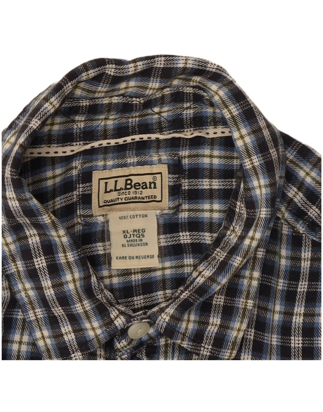 L.L.BEAN Ανδρικό φανελένιο πουκάμισο XL Navy Blue Check Cotton