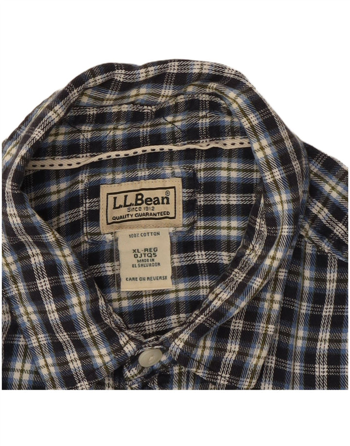 L.L.BEAN Ανδρικό φανελένιο πουκάμισο XL Navy Blue Check Cotton