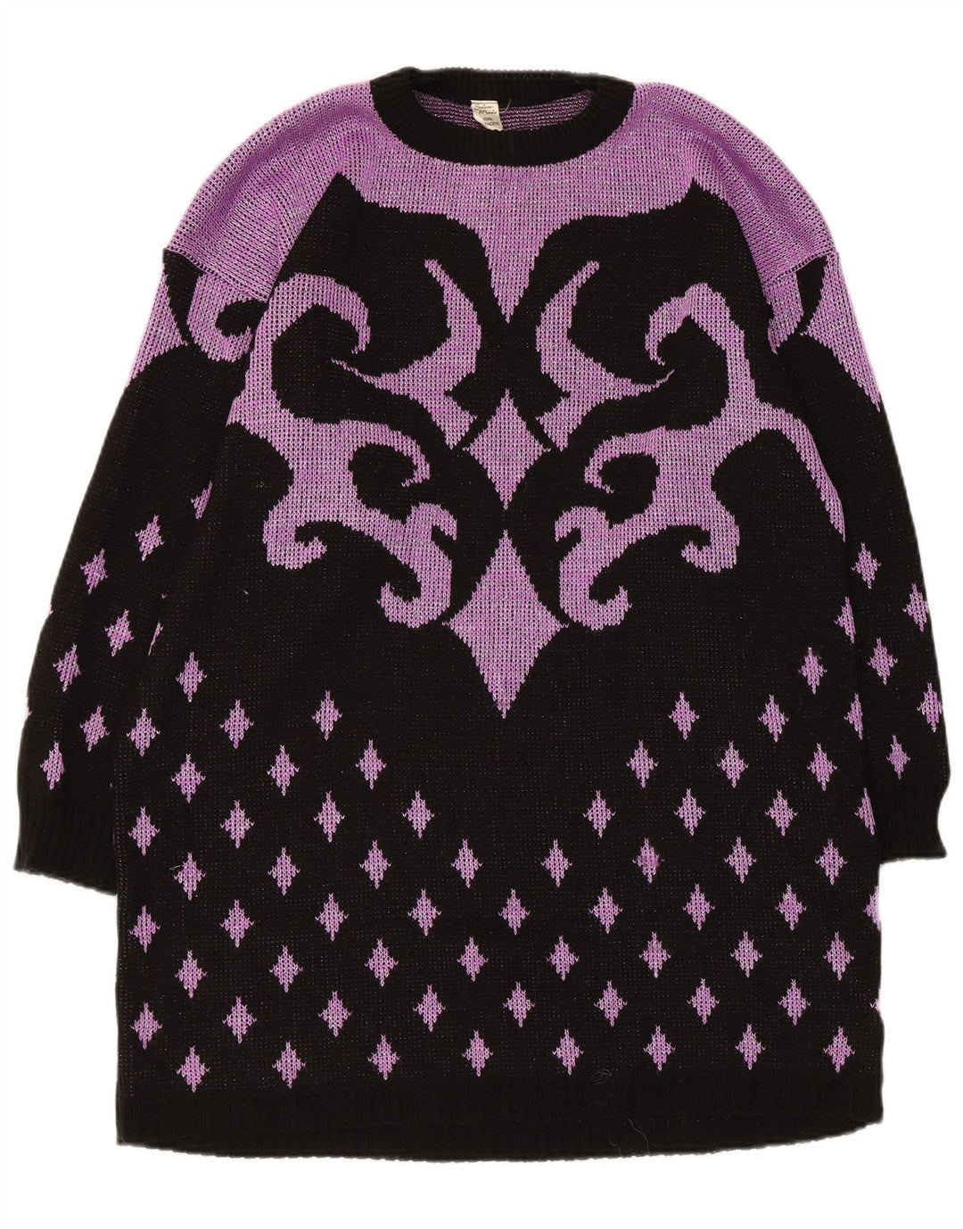 Vintage γυναικείο αφηρημένο φόρεμα με μοτίβο UK 14 Medium Purple