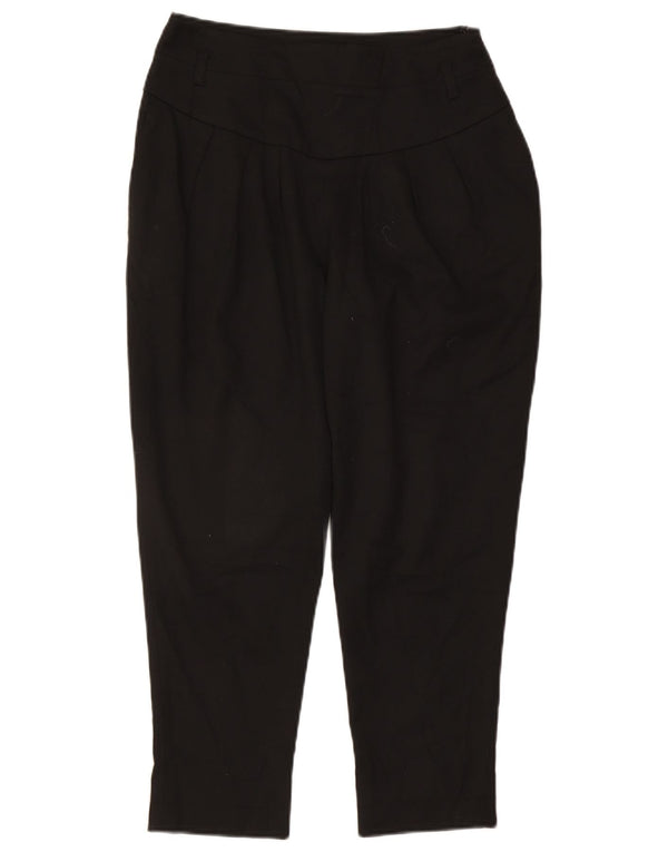 Reiss Womens High Waist Cropped Trousers UK 10 Small W27 L24 Black Viscose