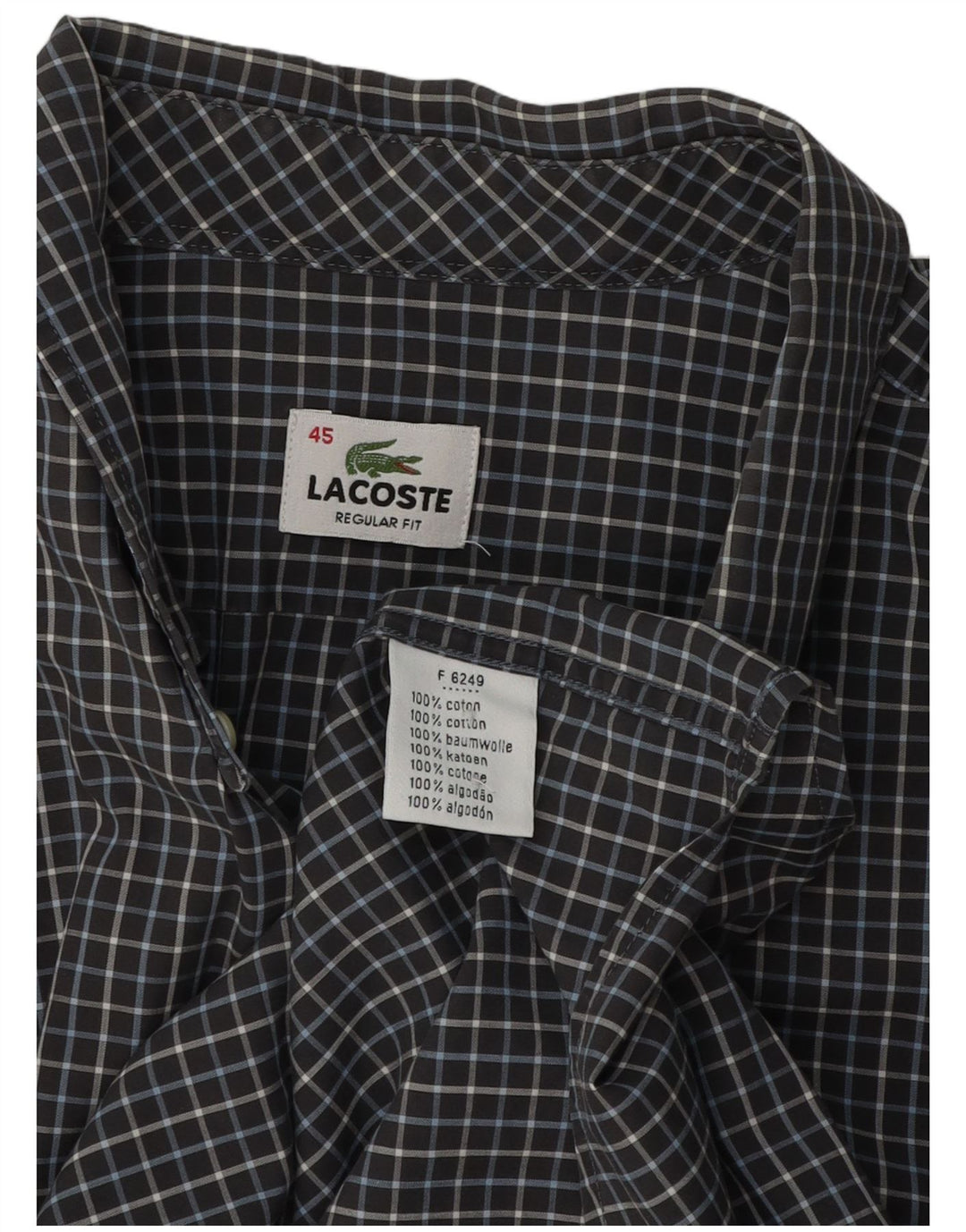 Ανδρικό πουκάμισο Lacoste με κανονική εφαρμογή, νούμερο 45 XL γκρι βαμβακερό