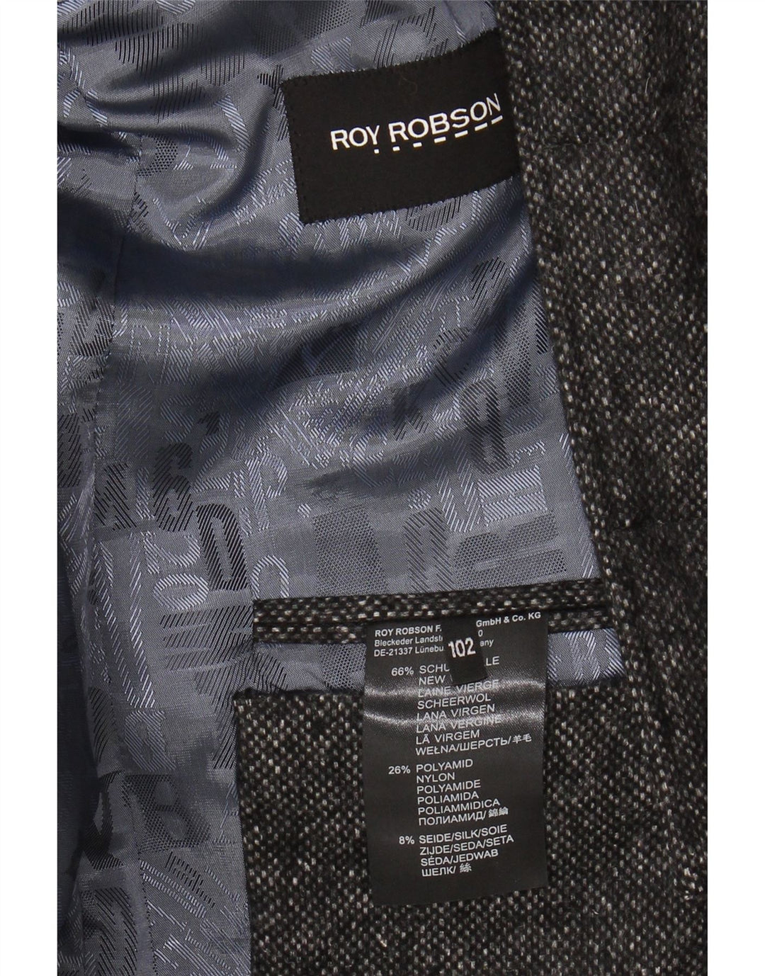 ROY ROBSON Ανδρικό σακάκι 3 κουμπιών UK 38 Medium Grey New Wool